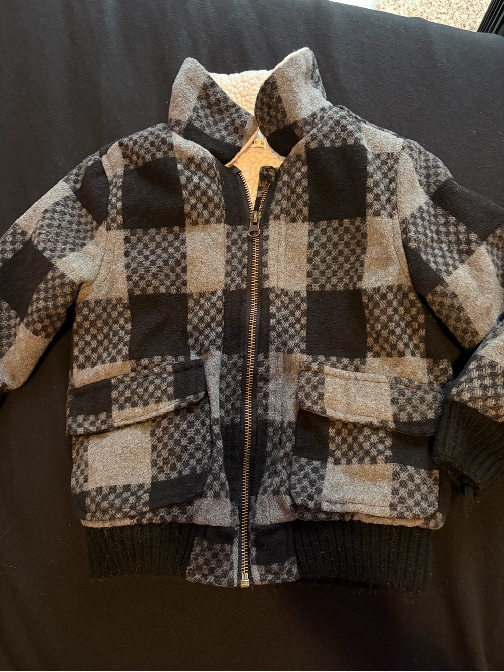 Crafted Black & Gray Check Puffer Jacket